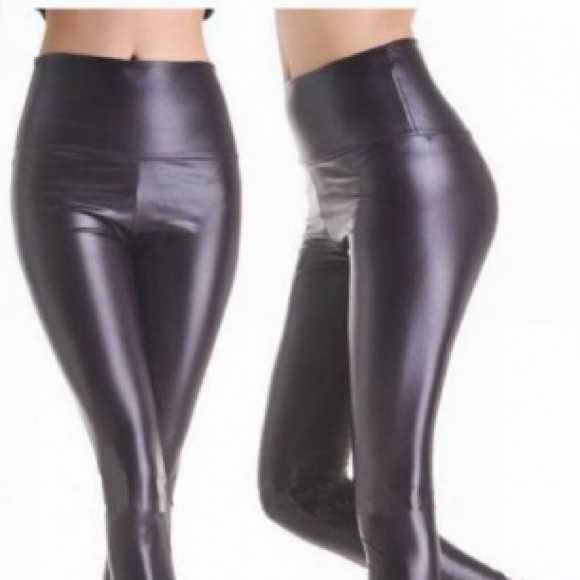 Black Faux Leather Leggings - Picture 2 of 7